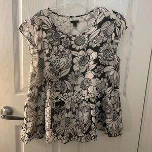 Cute Floral-Print, Peplum Ann Taylor Top